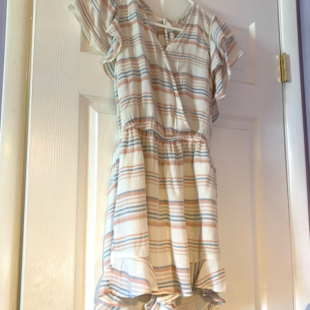 American Eagle Blue and Pink Striped Tie Back Romper - Summer Fashion